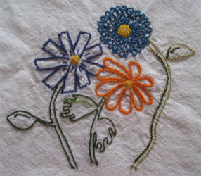 Embroidered Square Flowers