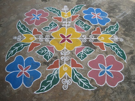 Painted concrete near Gudur, Andhra Pradesh, India January 2010