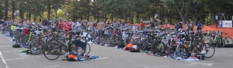 Swim to bicycle transition area